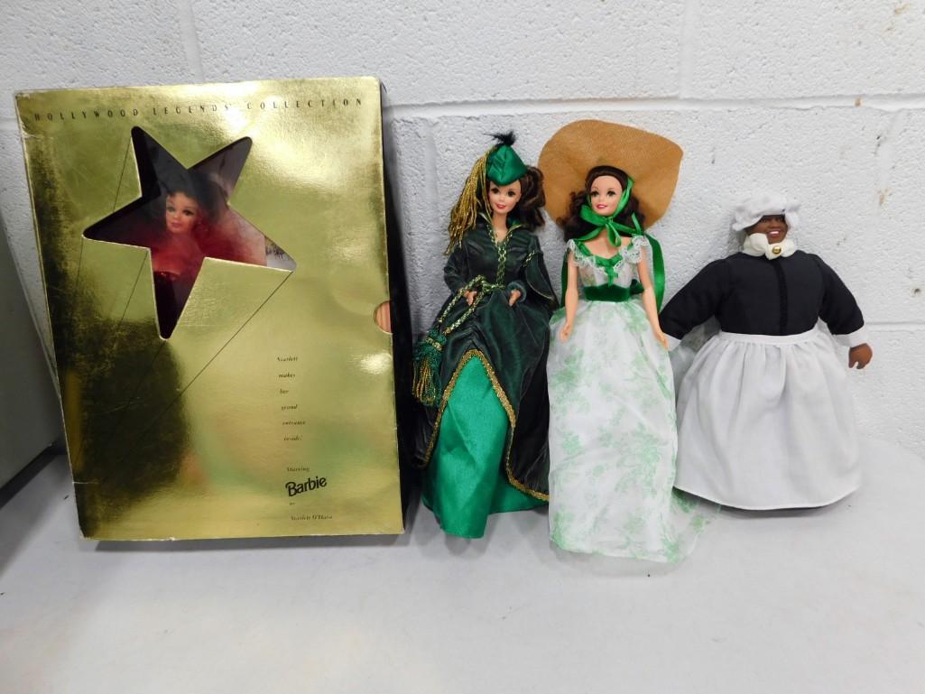 1994 Barbie Gone With The Wind Dolls Lot: Scarlett Red Velvet Doll NIB: 1994 Barbie Gone With The Wind Dolls Lot: Scarlett Red Velvet Doll NIB. Box has age wear. Scarlett Green Velvet Drapery Gown, Scarlett White & Green Organza Gown Dolls. Part of the Hollywood Legen