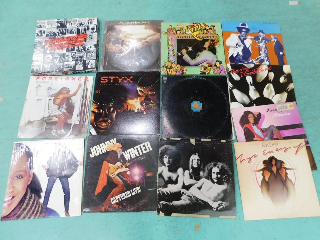 Vinyl Records incl Rolling Stones, The Supremes, J Giles Band, Foreigner, Johnny Winter, Styx (1 of 4)