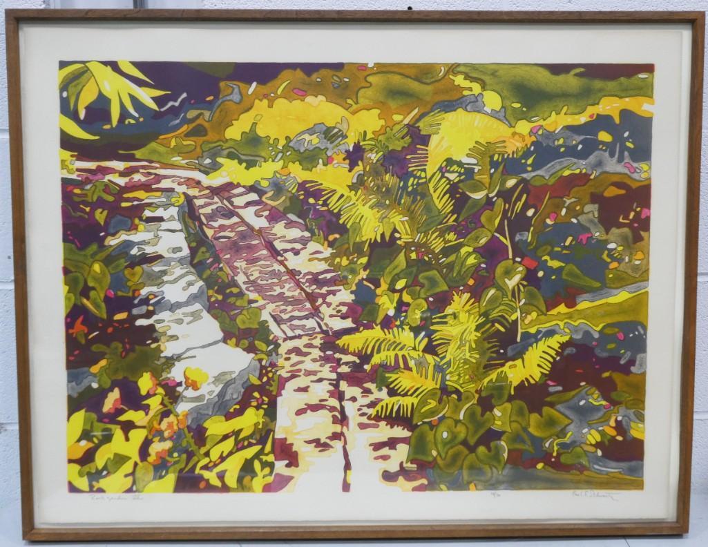 Carl Schwartz "Rock Garden VII" Color Lithograph Edition 14?70 Measures 28"x36": Carl Schwartz "Rock Garden VII" Color Lithograph Edition 14?70 Measures 28"x36" Pencil Signed and Numbered