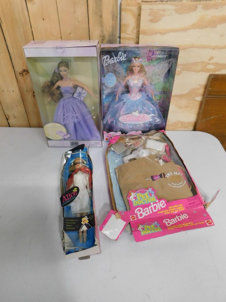 4 Dolls incl Barbie Pet Doctor, Alice Registered Nurse, Swan Lake Barbie as Odette, Barbie Birthday (1 of 6)