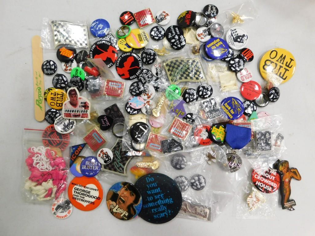 Huge lot of concert / band / music buttons and other small collectibles (1 of 4)