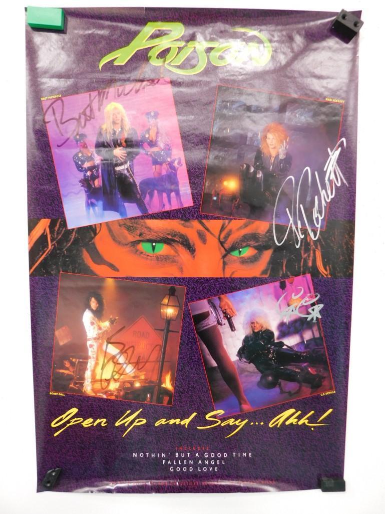 Poison Poster Autographed by the Band NO COA: Poison Poster Autographed by the Band incl Brett Michaels NO COA