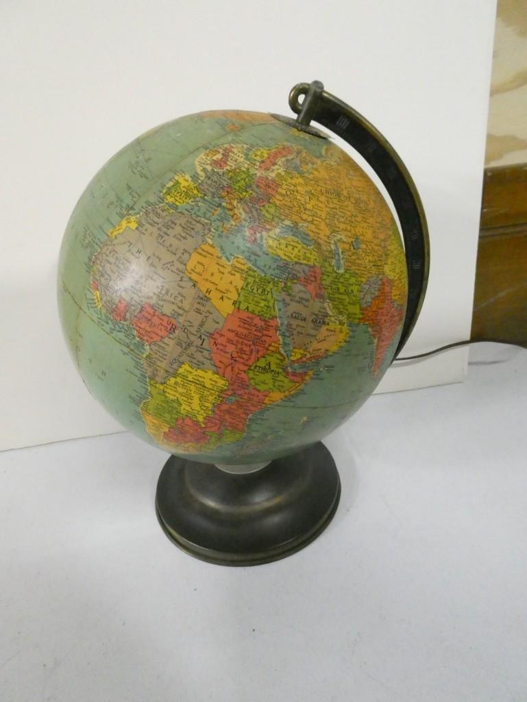 Vintage Light Up Globe 10" Glass incl Yugoslavia, USSR, Germany, Rumania, Belgian Congo, (1 of 9)