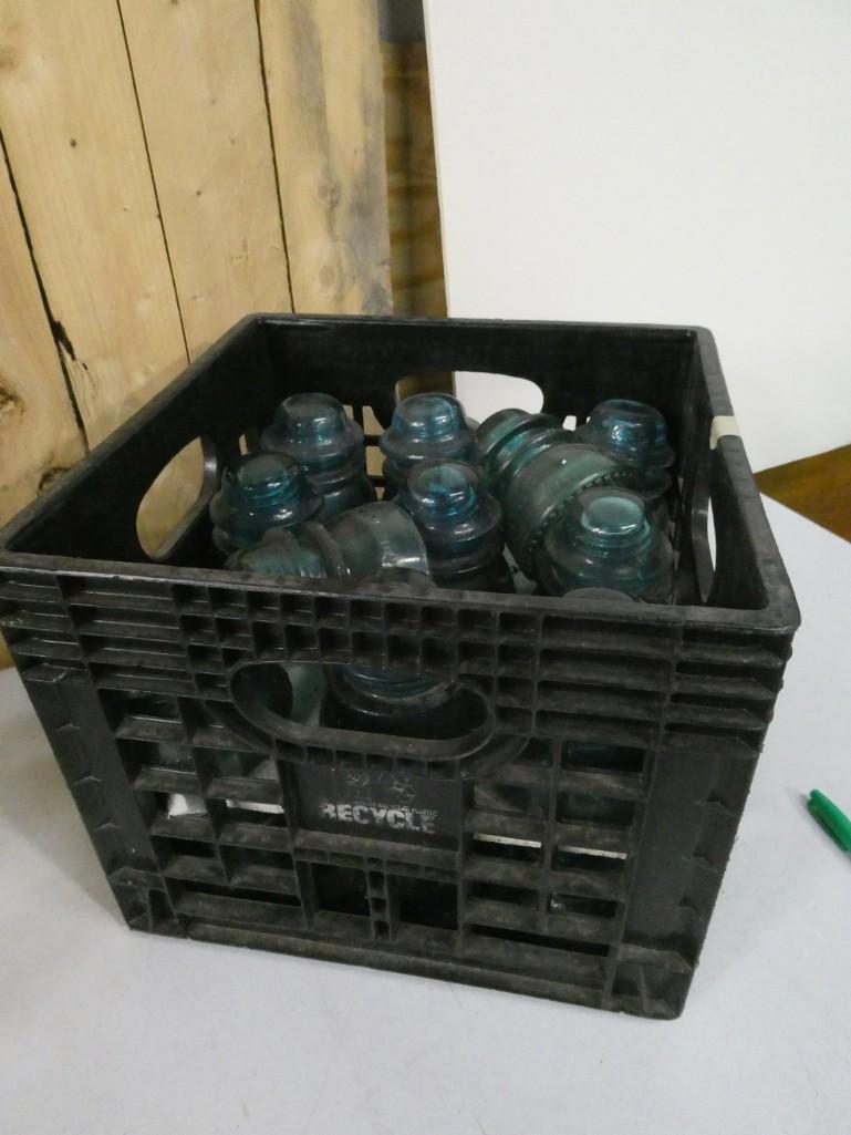 Lot of Vintage Glass Insulators Mostly Blue Glass (1 of 3)