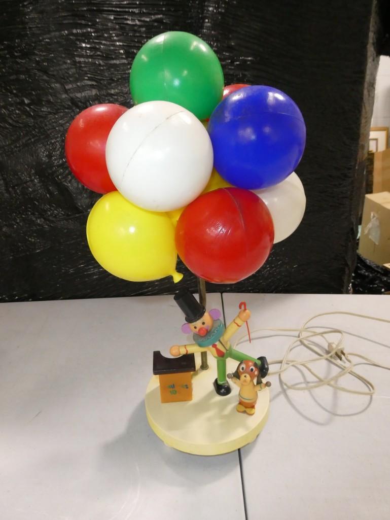 1960s or 1970s Dolly Toy Co Clown with Balloons Lamp Approx 19" Tall (1 of 5)