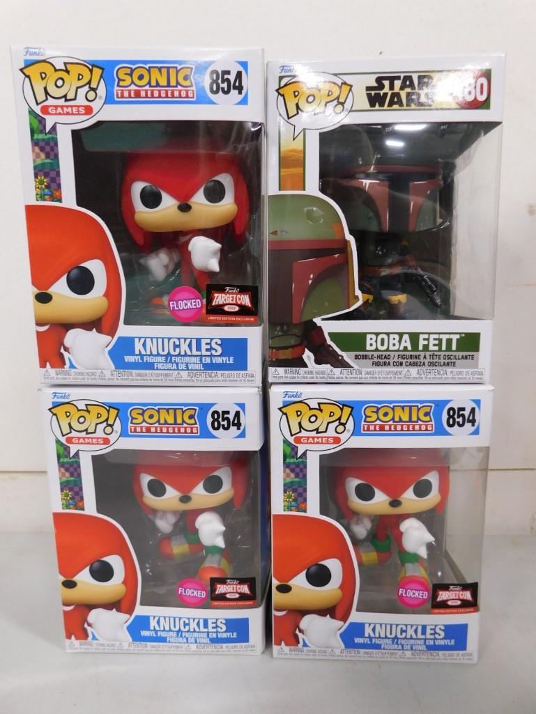 Lot of 4 Funko Pop Figures incl 3 Knuckles and 1 Boba Fett (1 of 4)
