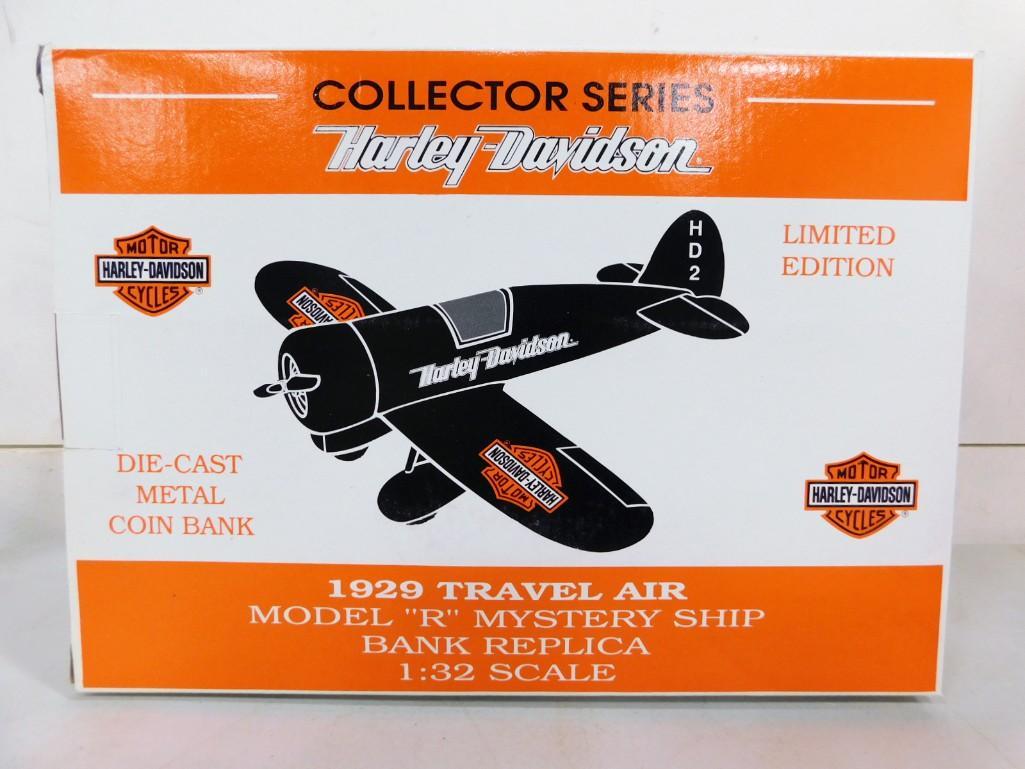 Harley Davidson Die Cast Metal Coin Bank New in Box Repro 1929 Travel Air Model R Mystery Ship (1 of 3)