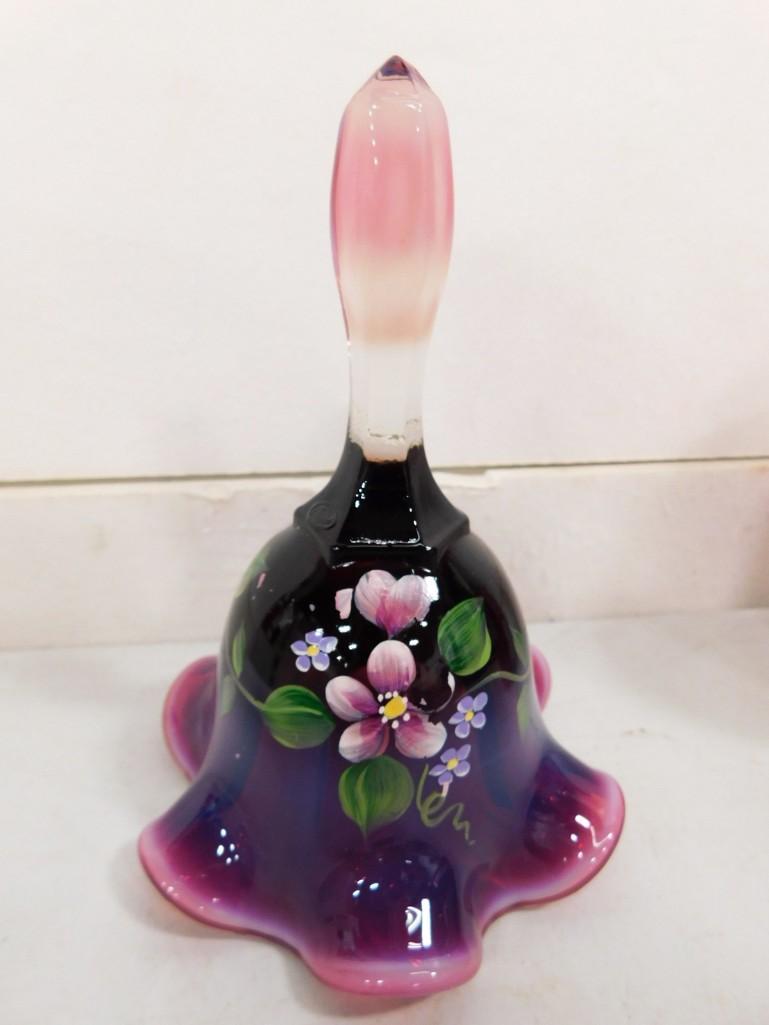 Fenton Signed Glass Bell Hand Painted S. Waters Artist (1 of 5)