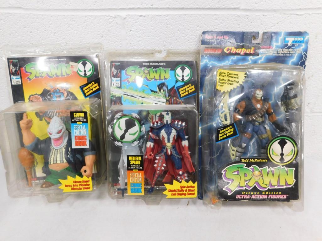 3 Spawn Action Figures NOS incl Clown, with Special Edition Comic Book, Medieval Spawn with Special (1 of 5)