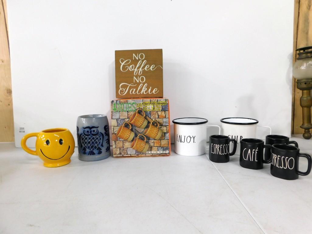 Misc Lot incl Rae Dunn Mugs, Vintage Mugs in Original Box, etc (1 of 6)
