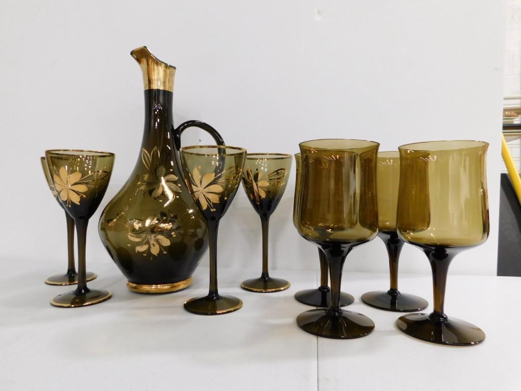 Czech Decanter Set with 4 Glasses Plus 4 Other Glasses (1 of 4)