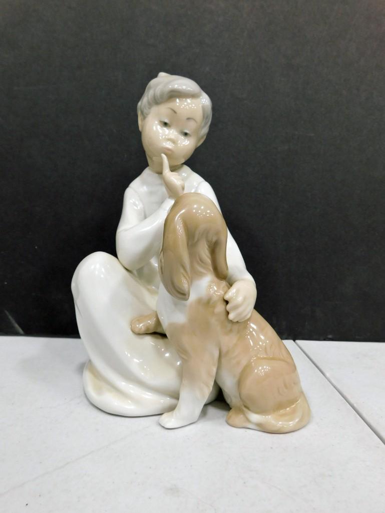 Retired Lladro Boy with Dog #4522 Approx 8" Tall (1 of 5)
