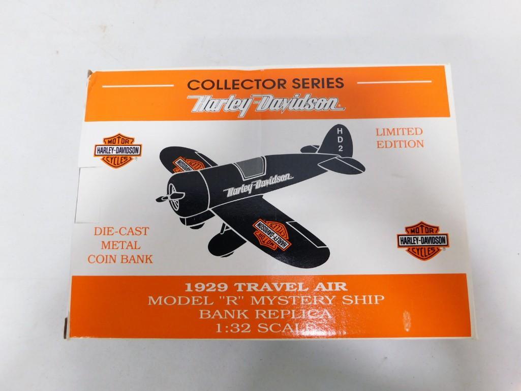 Harley Davidson Die Cast Metal Coin Bank New in Box Repro 1929 Travel Air Model R Mystery Ship 1:32 (1 of 2)
