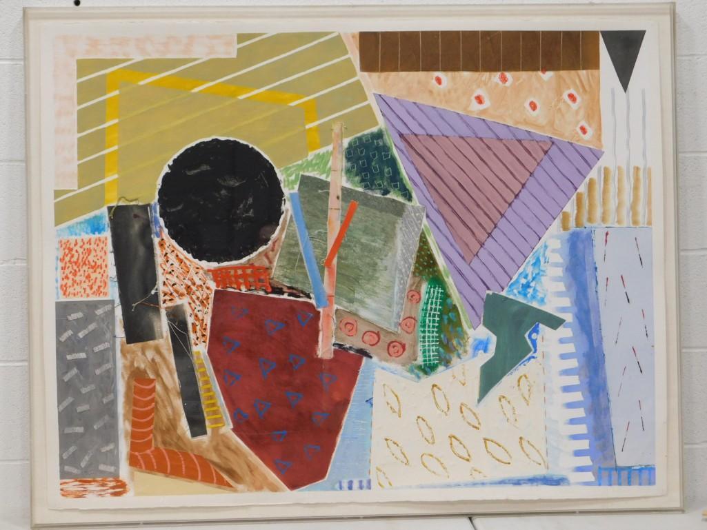 Agnes Jacobs "Untitled" Mixed Media Collage in Plexiglass Box Pencil Signed on Back 40"x51" (1 of 5)