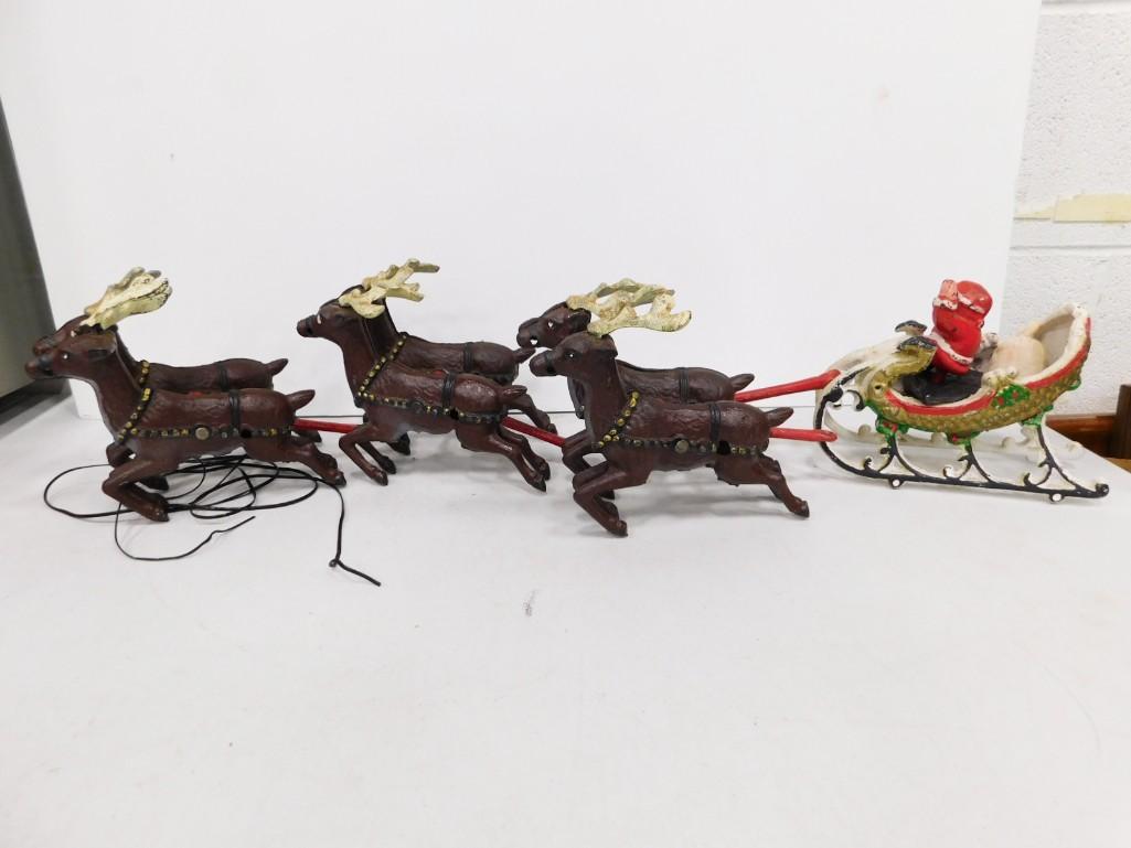 Cast Iron Santa's Sleigh and Reindeer Christmas Decor (1 of 7)