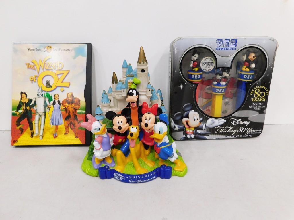 Walt Disney Magic Castle Statue, Wizard of Oz DVD, 3 Disney Pez Dispensers New in Package (1 of 5)
