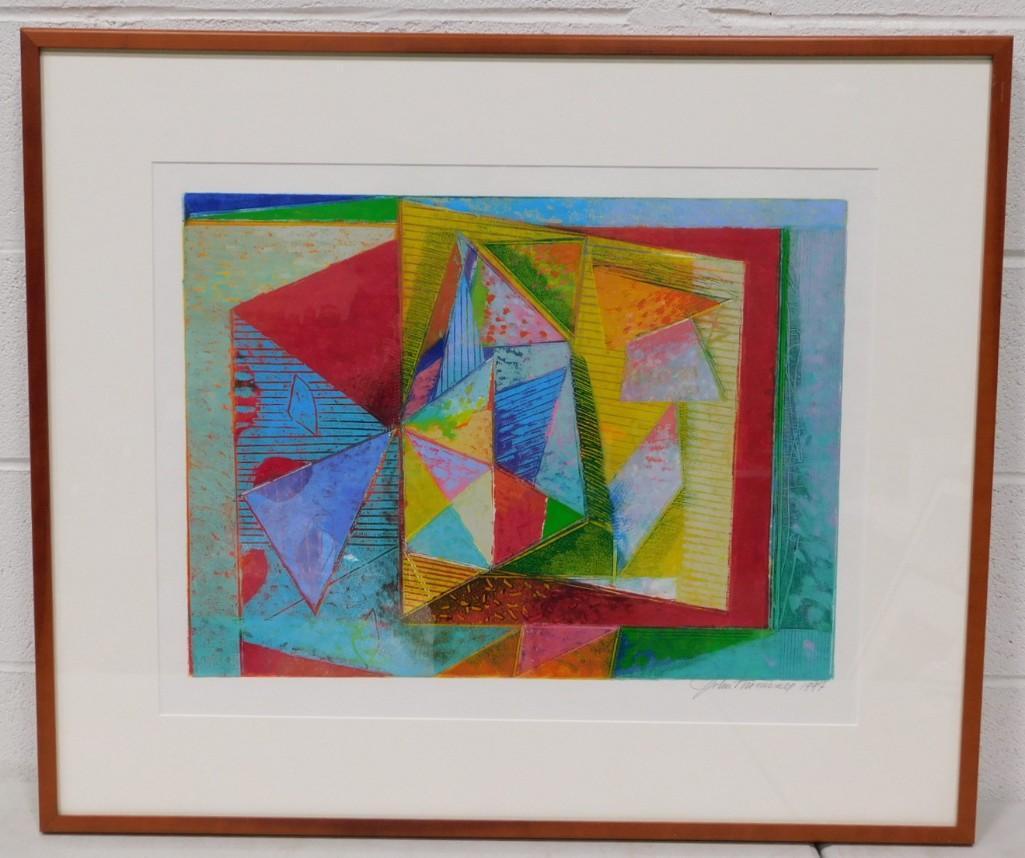 Pencil Signed Print Abstract 1997 Measures 35"x29" (Signature illegible) (1 of 4)