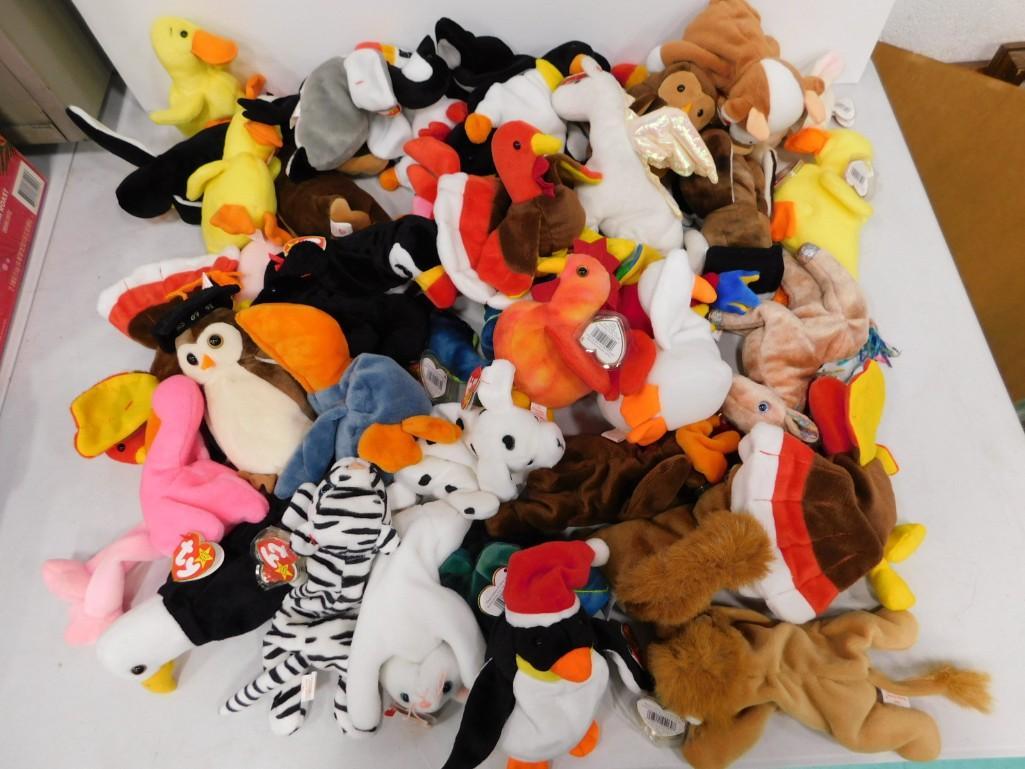Lot of approx 42 Beanie Babies: Lot of approx 42 Beanie Babies most with Tags