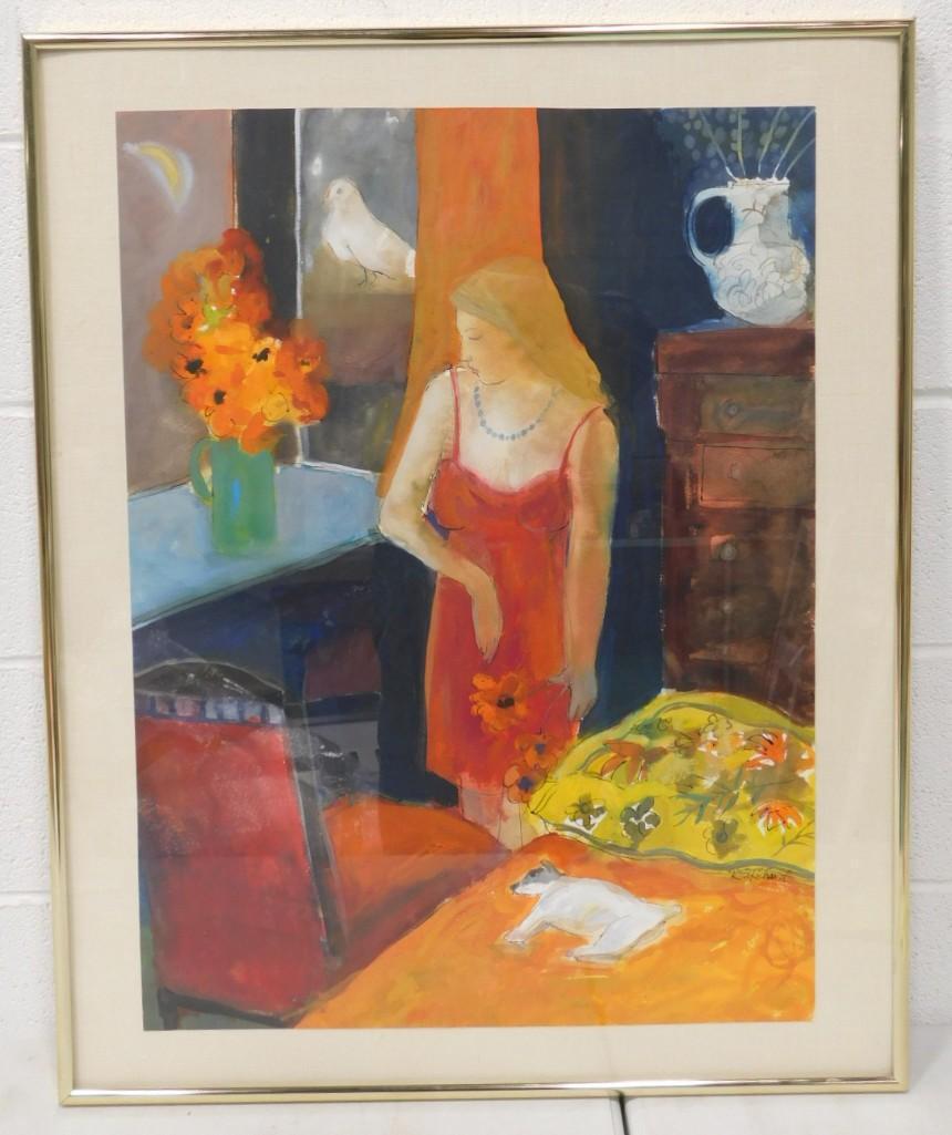 R. S. Richard "Untitled" Watercolor Signed Measures 33"x27" (1 of 5)