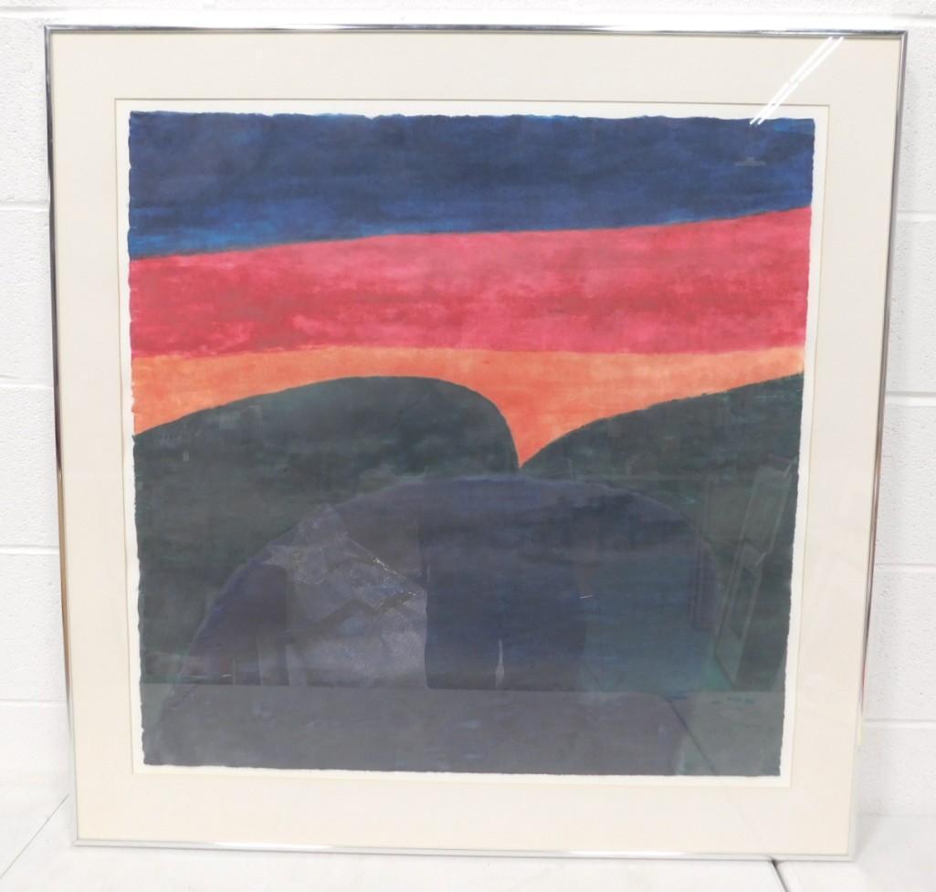 Carol Summers "San Isidro Heredia" Color Woodcut 1978 40/100 Measures 37"x37": Carol Summers "San Isidro Heredia" Color Woodcut 1978 40/100 Measures 37"x37"