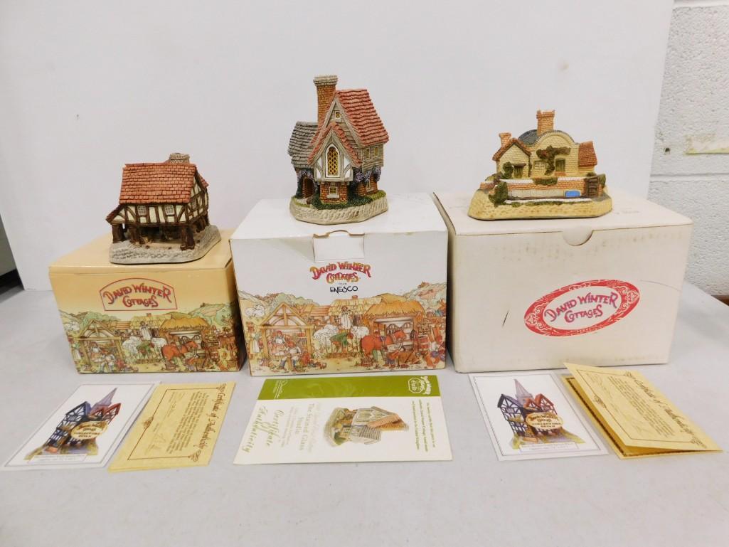Lot of 3 David Winter Cottages including one signed (1 of 6)