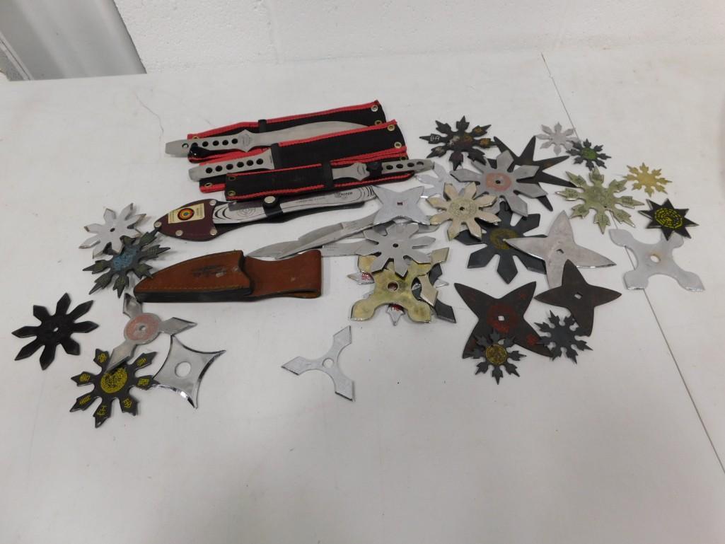 Knife and Blade Lot incl Throwing Knives, Throwing Stars, Etc (1 of 6)