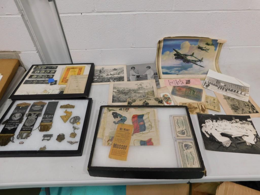 Smalls and Ephemera etc incl Glass Slides, Military Pictures, Award Medals and Pins, etc (1 of 8)