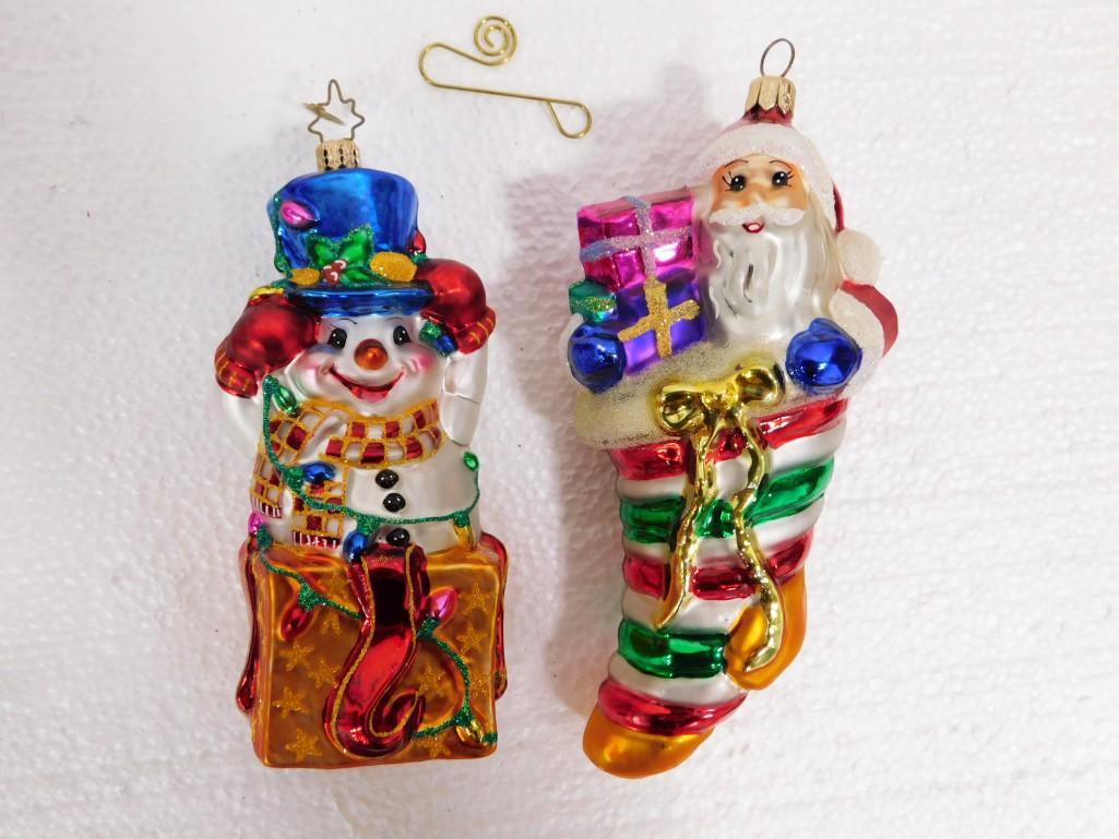 2 Christopher Radko Ornaments incl Santa in Stocking and Snowman (1 of 4)