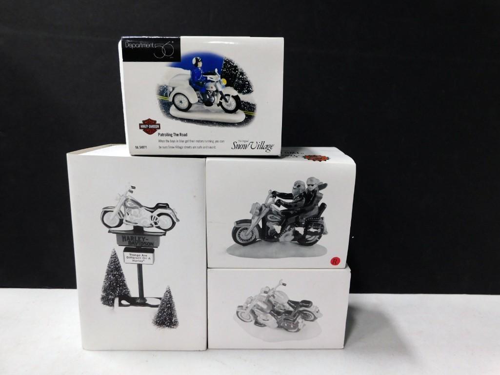 Dept 56 Motorcycle Accessories incl Harley Davidson the Original Snow Village in Original Boxes (1 of 4)