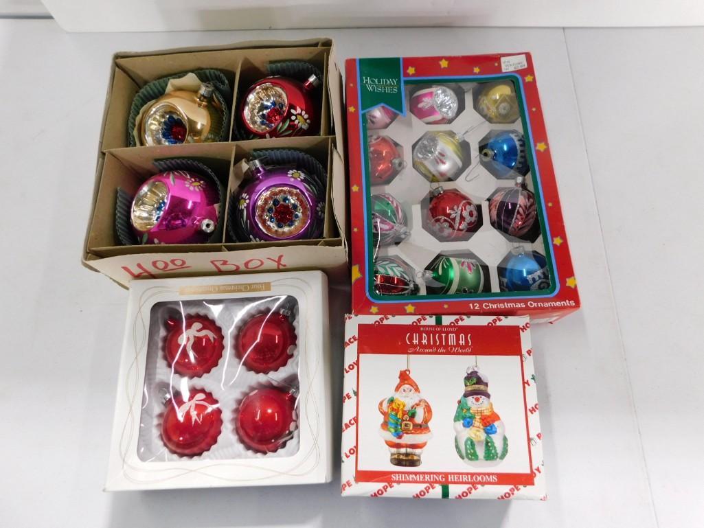 Lot of Christmas Ornaments incl Glass Indent, Vintage, Mercury Glass, Etc: Lot of Christmas Ornaments incl Glass Indent, Vintage, Mercury Glass, Etc