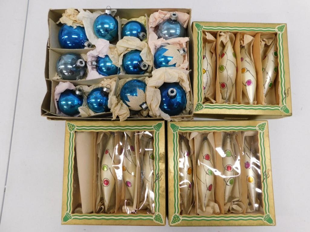Vintage Glass Christmas Ornaments incl Teardrop, etc: Vintage Glass Christmas Ornaments incl Teardrop, etc