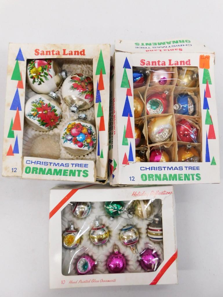 Vintage Glass Christmas Ornaments incl Indents, Indented Teardrop Ornaments, etc: Vintage Glass Christmas Ornaments incl Indents, Indented Teardrop Ornaments, etc