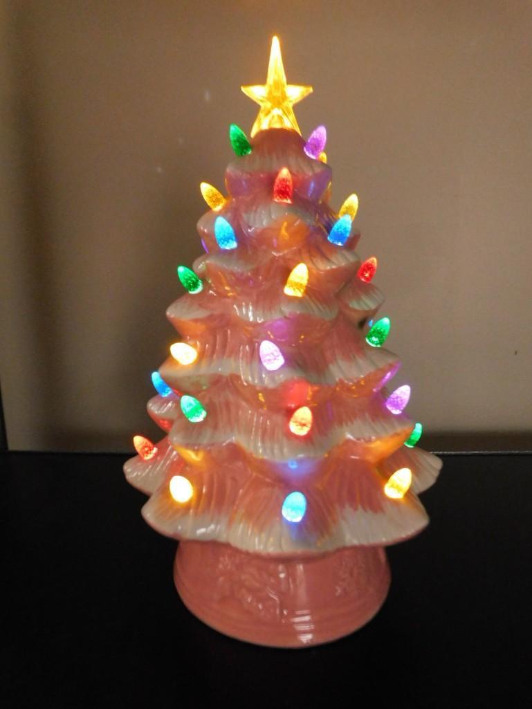 Retro Ceramic Pink Christmas Tree 12.75" Tall (1 of 6)