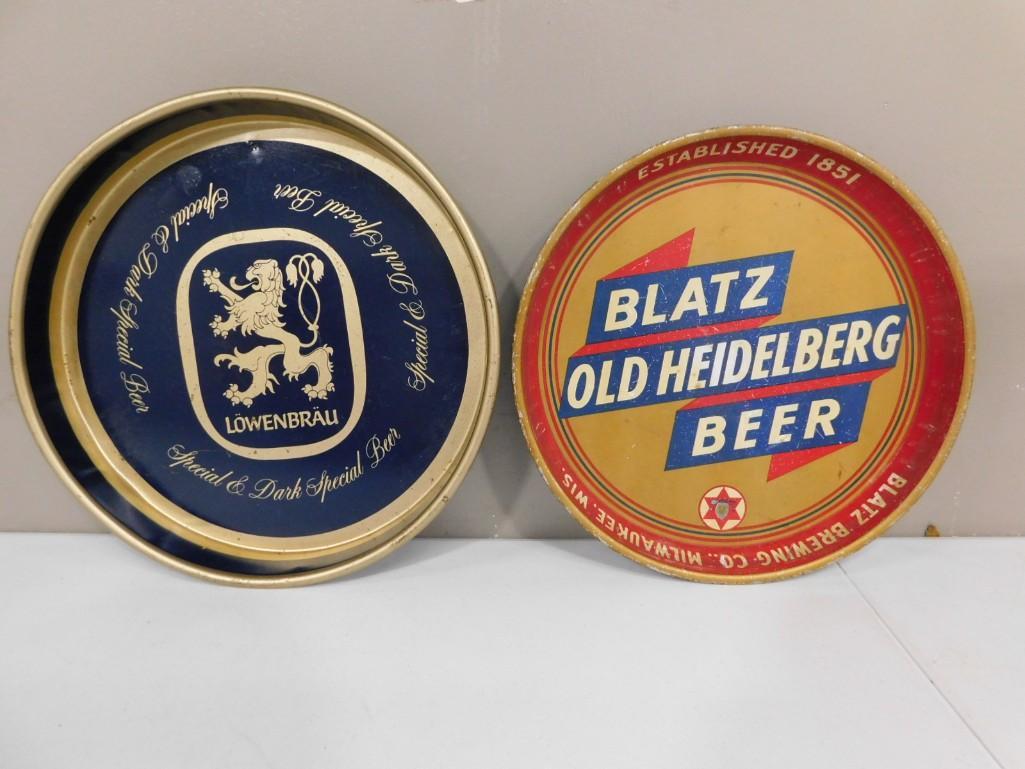 2 Vintage Beer Trays incl Blatz Old Heidelberg Beer and Lowenbrau (1 of 4)