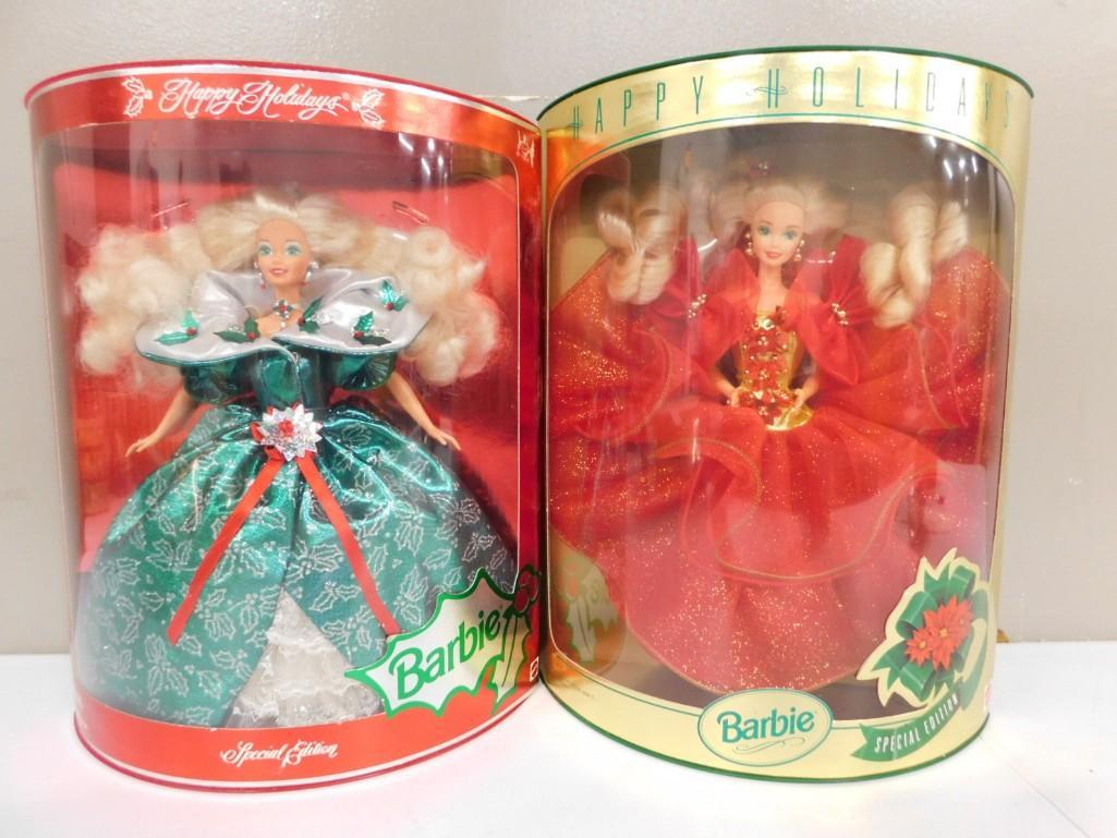 2 Happy Holidays Barbie Dolls incl 1993 and 1995 (1 of 4)