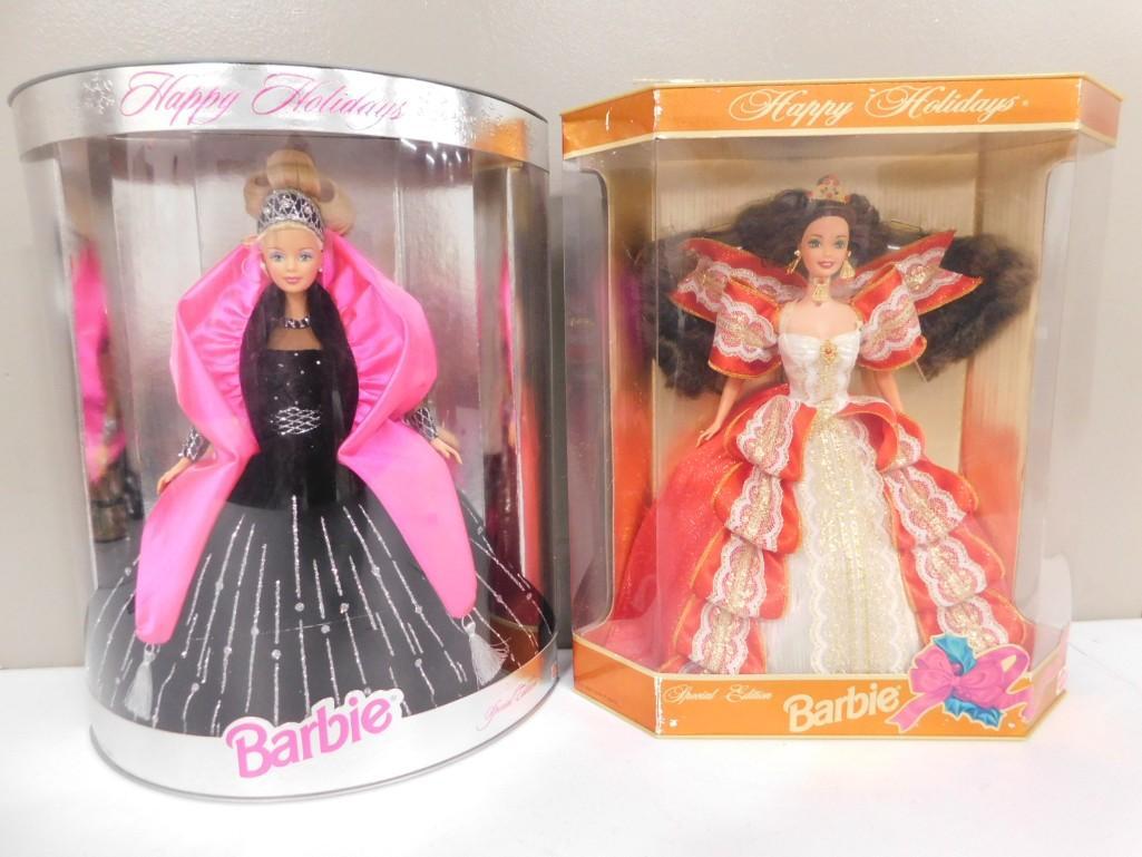 2 Happy Holidays Barbie Dolls incl 1997 and 1998 in Original Boxes: 2 Happy Holidays Barbie Dolls incl 1997 and 1998 in Original Boxes