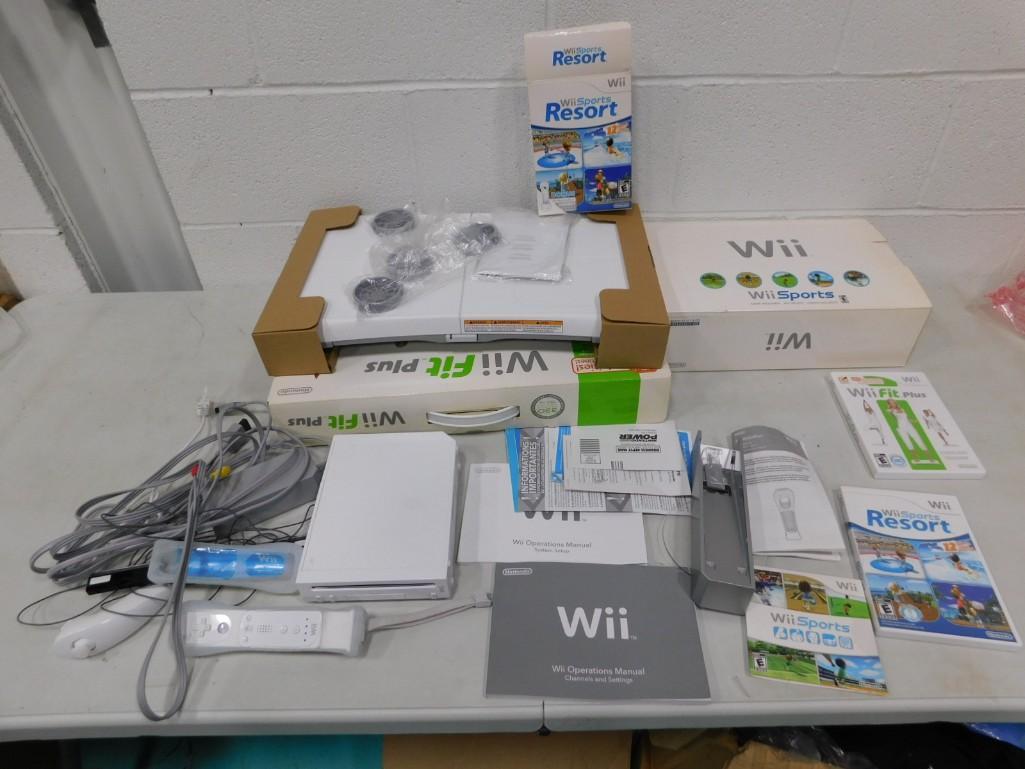 Nintendo Wii Lot including System, Wii Fit Plus, etc. (1 of 8)