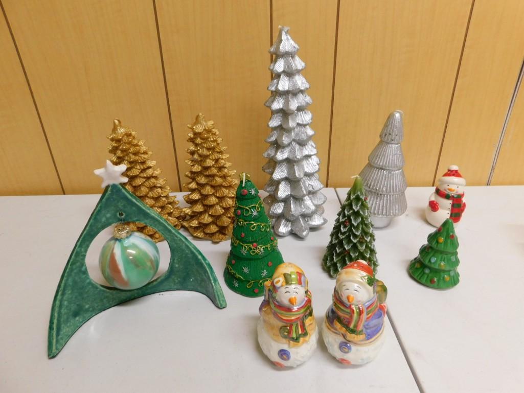Christmas Decorations Lot including Tree Candles, Salt & Pepper Shakers, etc. (1 of 5)