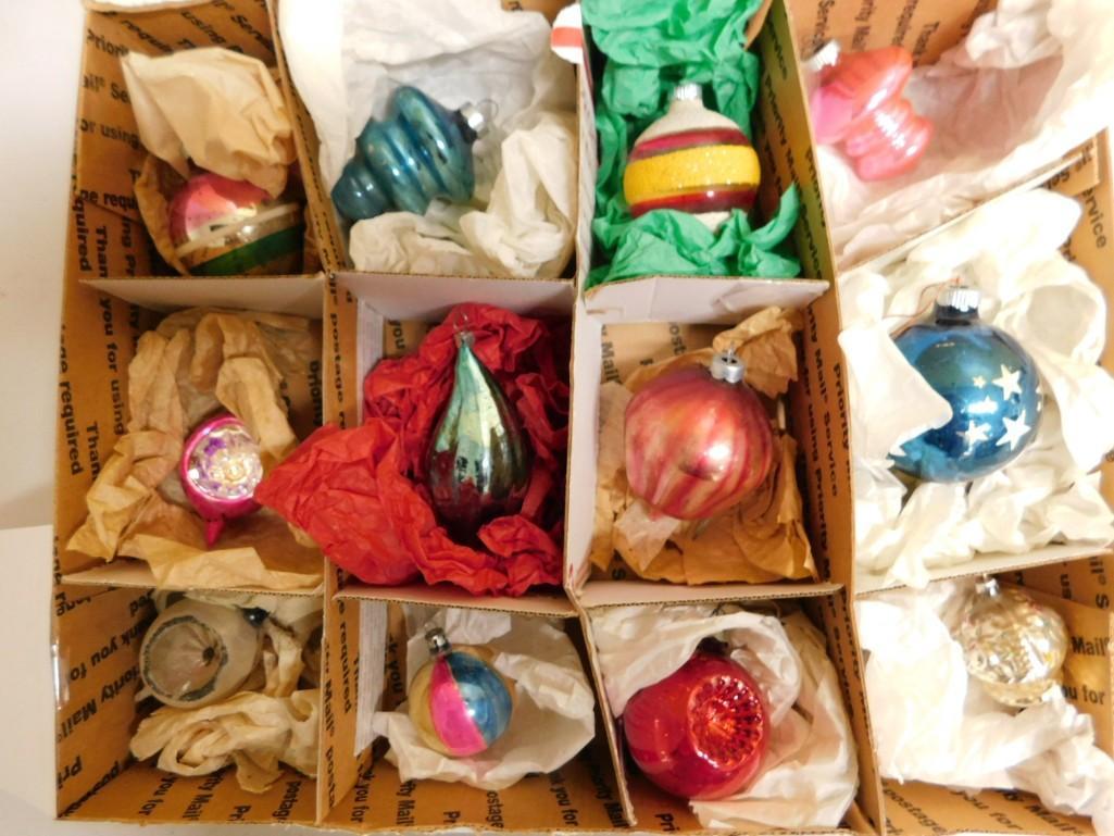 12 Vintage Glass Christmas Ornaments from the 1930's through 1960's: 12 Vintage Glass Christmas Ornaments from the 1930's through 1960's. Includes Shiny Brite