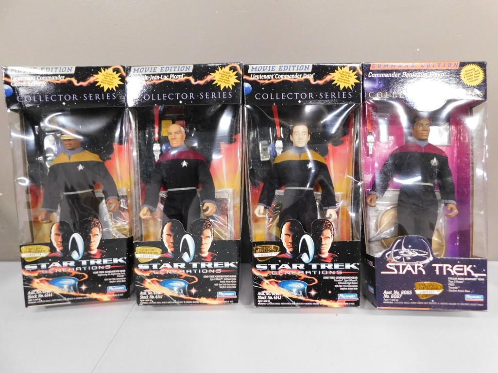 Lot of 4 New in Box Star Trek Action Figures including LaForge, Picard, Data and Sisko (1 of 5)