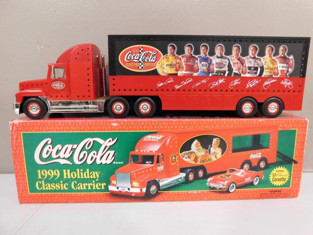 2 Coca Cola Semi Truck Car Carriers - one with box (1 of 3)