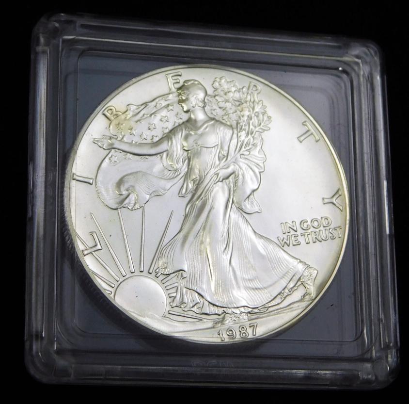 1987 BU American Silver Eagle 1 oz Fine Silver Round (1 of 2)