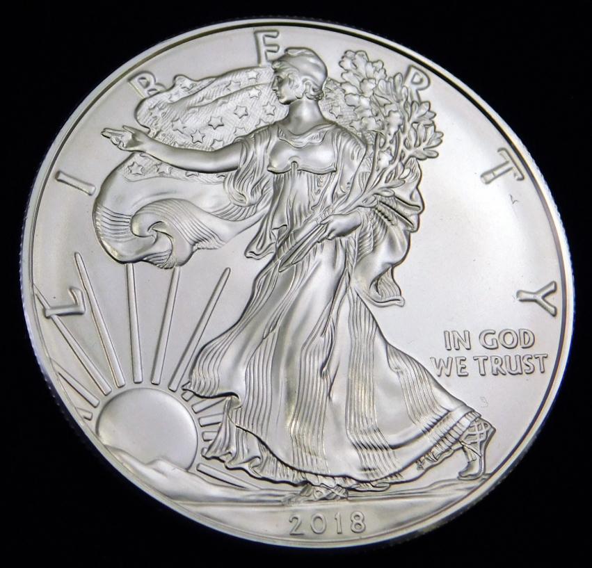 2018 BU American Silver Eagle 1 oz Fine Silver Round (1 of 2)