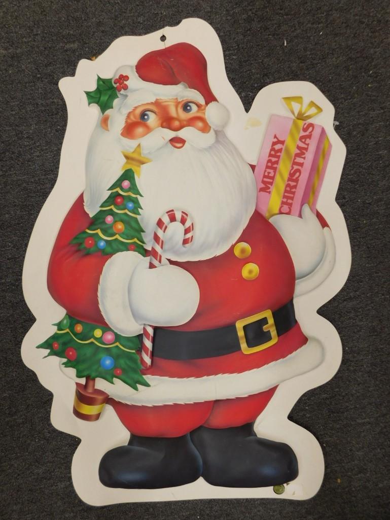Plastic Wall Hanging Christmas Santa Claus - roughly 30" tall (1 of 6)