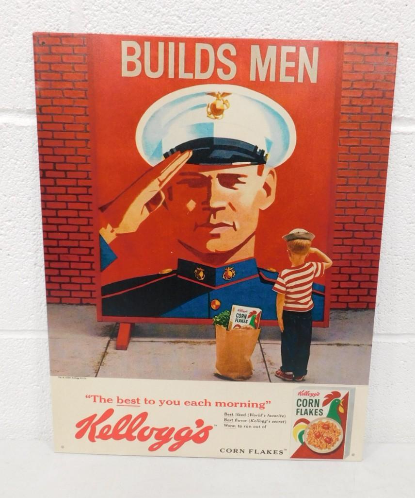 Kellogg's Builds Men Military Corn Flakes Metal Sign Modern Retro (1 of 2)