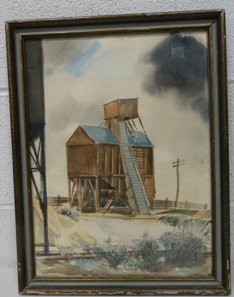 Aaron Bohrod LIsted Wisconsin Artist 1907-1992 Original Watercolor Pencil Signed: Aaron Bohrod Listed Wisconsin Artist 1907-1992 Original Watercolor Pencil Signed 14"x18"
