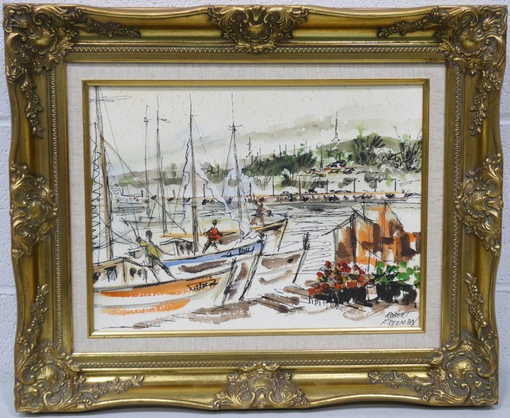 Robert Freeman Listed American Artist Original Watercolor and Gouache Mid Century Signed: Robert Freeman Listed American Artist Original Watercolor and Gouache Mid Century Signed 22"x18"