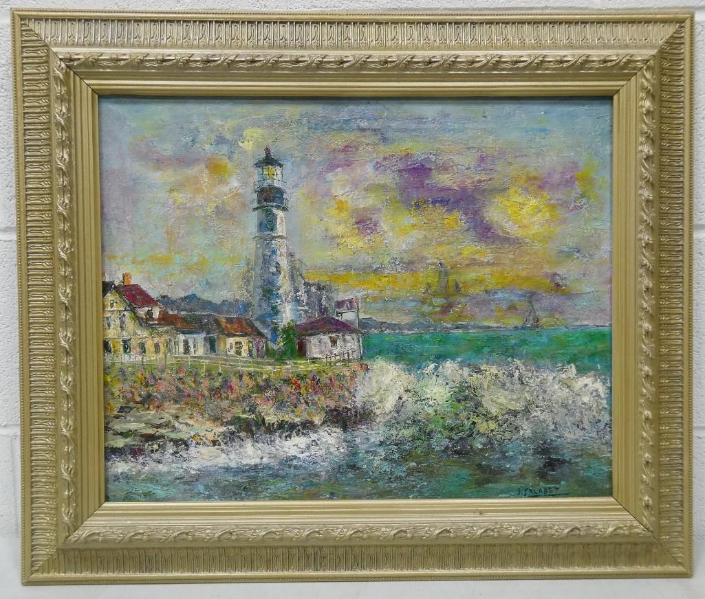 Jean Salabet Listed French Artist 1913-1995 Post Impressionist Oil on Canvas Signed Front and Verso (1 of 5)