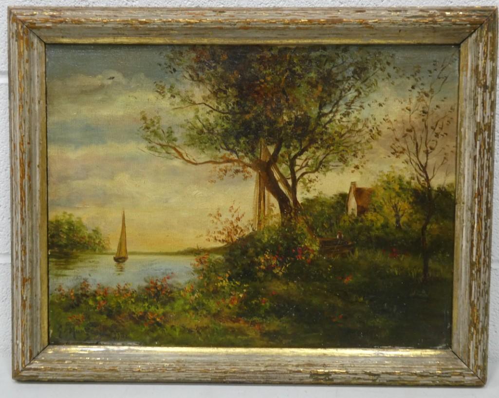 George's Henri Manzana Pissarro Listed French Impressionist 1871-1961 Son of Camille Pissarro Origin: George's Henri Manzana Pissarro Listed French Impressionist 1871-1961 Son of Camille Pissarro Original Oil Landscape 1902 Measures 16"x20"