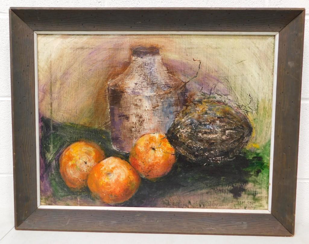 Alfredo Zalce 1908-2003 Listed Mexican Artist Rare Original Oil on Canvas Signed Still Life Composit (1 of 4)